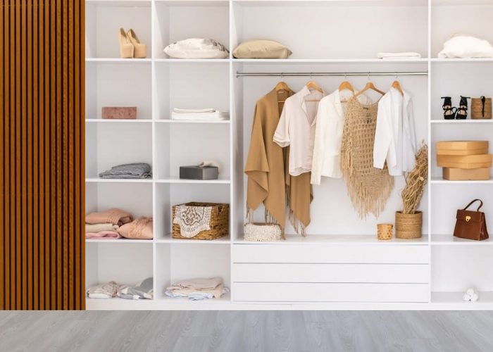 Built in wardrobe space saving bedroom design Karachi