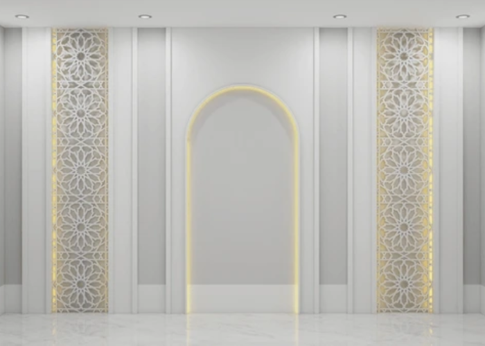 Family prayer room design multiple prayer mats Pakistan