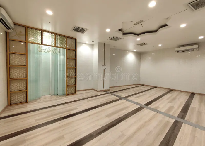 Family prayer room design multiple prayer mats Pakistan