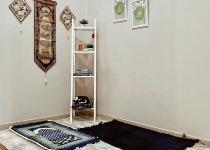 Janamaz corner design modern minimalist prayer space Pakistan