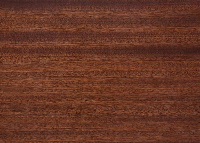Sapele wood with ribbon-stripe grain pattern and reddish-brown color for fine furniture and flooring